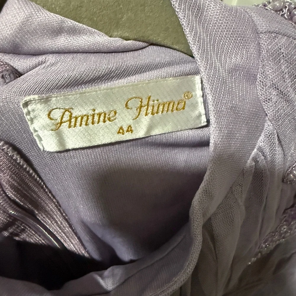 Lavender Long-Sleeve Maxi Dress with Sheer Overlay like size 12 Size 44 - Picture 8 of 11